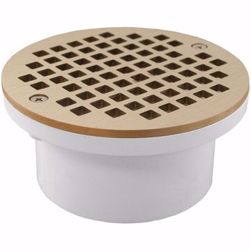 Picture of 3" x 4" General Purpose PVC Drain with 5" Nickel Bronze Round Strainer