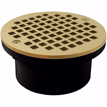 Picture of 3" x 4" General Purpose ABS Drain with 5" Polished Brass Round Strainer