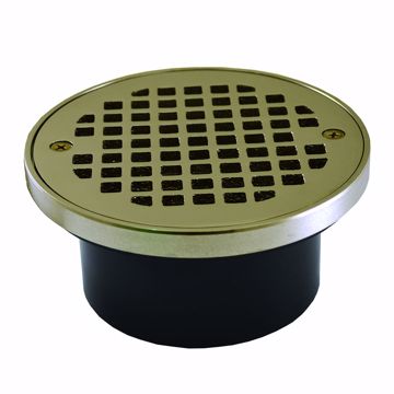 Picture of 3" x 4" General Purpose ABS Drain with 5" Nickel Bronze Round Strainer with Ring