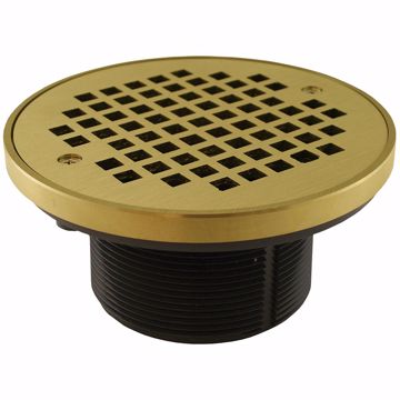 Picture of 3-1/2" IPS PVC Spud with 5" Polished Brass Strainer with Ring