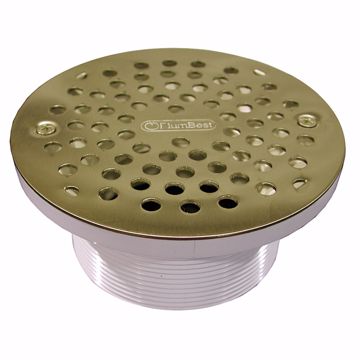 Picture of 4" IPS PVC Spud with 6" Polished Brass Strainer