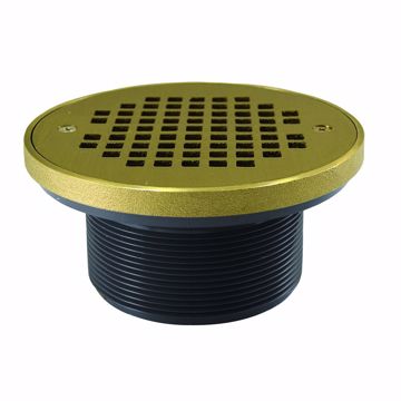 Picture of 4" IPS PVC Spud with 6" Polished Brass Strainer with Ring