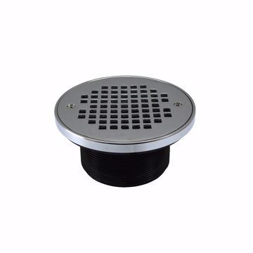 Picture of 4” ABS Spud with 6-1/8” Chrome Plated Strainer and Grout Ring