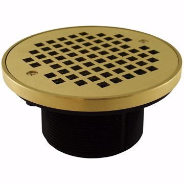 Picture of 3-1/2" IPS ABS Spud with 5" Polished Brass Strainer with Ring