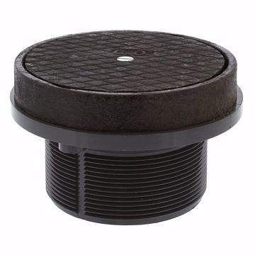 Picture of 4" Plastic Spud with 6" Cast Iron Round Cover with Ring for Heavy Duty Cleanouts