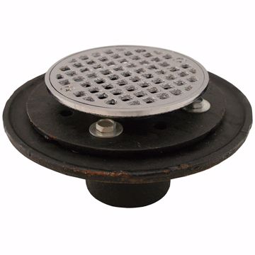 Picture of 2" No Hub Shower/Floor Drain with 6-1/2" Pan and 4" Chrome Plated Cast Round Strainer