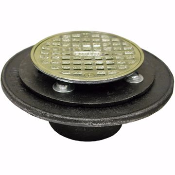 Picture of 2" FIP Shower/Floor Drain with 6-1/2" Pan and 6" Polished Brass Cast Round Strainer