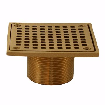 Picture of Polished Brass 2" Brass Spud with 4" Square Strainer
