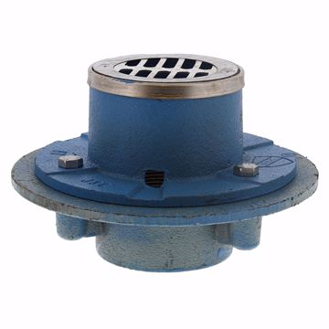 Picture of 2" IPS Code Blue EZ Test Shower Drain with 7" Base and 3-1/2" Stainless Steel Round Strainer