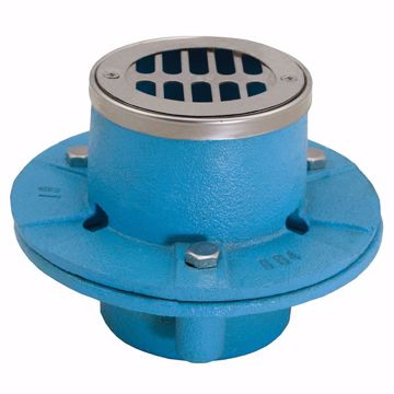 Picture of 1-1/2" IPS Code Blue EZ Test Shower Drain with 6" Base and 3-1/2" Stainless Steel Round Strainer