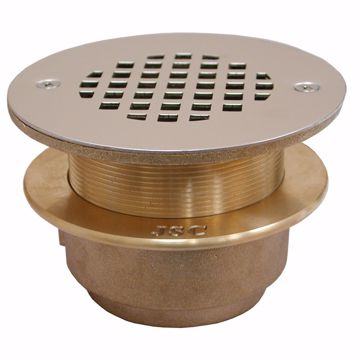 Picture of 2" IPS Bronze Shower Drain with Standard Spud and Polished Brass Strainer