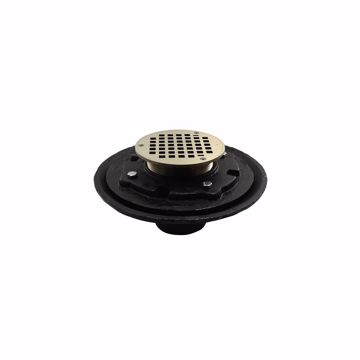 Picture of 3" Heavy Duty Inside Caulk Floor Drain/Shower Drain with 10" Pan and 6" Nickel Bronze Round Strainer - Height 4-3/4" - 6-3/4"