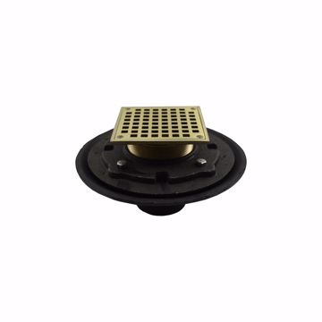Picture of 3" Heavy Duty No Hub Floor Drain/Shower Drain with 10" Pan and 5" Nickel Bronze Square Strainer - Height 4-1/2" - 6-1/2"