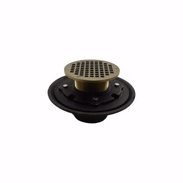 Picture of 4" Heavy Duty No Hub Floor Drain/Shower Drain with 10" Pan and 5" Nickel Bronze Round Strainer - Height 4-1/2" - 6-1/2"
