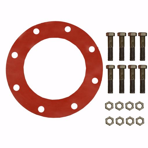 Picture of 8" Red Rubber Full Face Gasket Kit, 3/4" x 3-1/2" Bolt Size