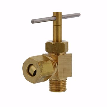 Picture of 1/4" OD Compression x 1/8" MIP Angle Needle Valve