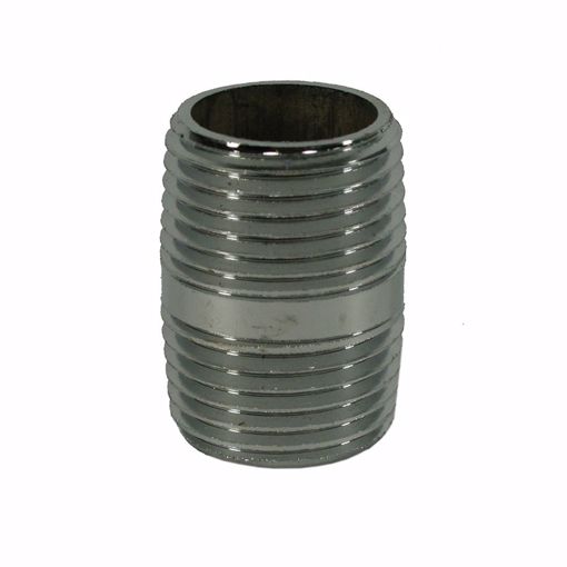 Picture of 3/8" x Close Chrome Plated Brass Pipe Nipple