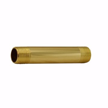 Picture of Polished 1/2" x 4" Brass Brass Nipple