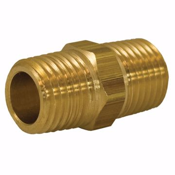 Picture of 3/8" x 1/8" Yellow Brass Hex Nipple