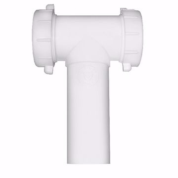 Picture of 1-1/2" White Plastic Center Outlet Tee