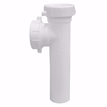 Picture of 1-1/2" White Plastic Slip Joint End Outlet Tee Only with Baffle
