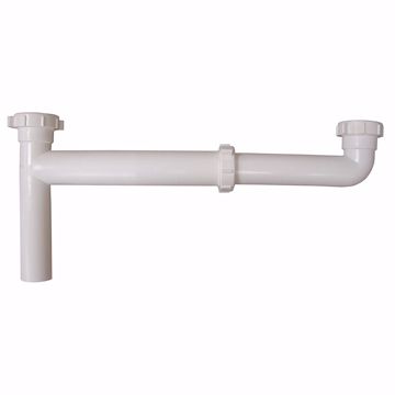 Picture of 1-1/2" x 16" White Plastic Slip Joint End Outlet Waste with Adjustable Arm