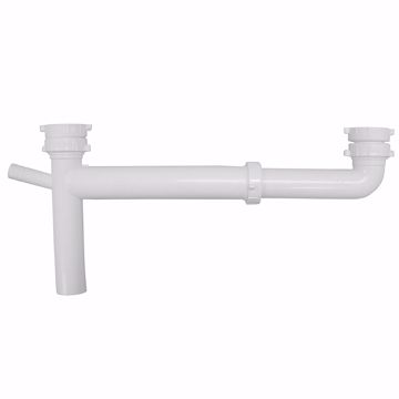 Picture of White Plastic Universal End Outlet Waste with 1/2" Branch Dishwasher Connection