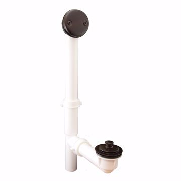 Picture of Oil Rubbed Bronze Two-Hole Friction Lift Bath Waste Kit, Tubular Full Kit, White Plastic