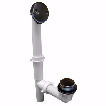 Picture of Oil Rubbed Bronze Two-Hole Toe Touch Bath Waste Kit, Tubular Full Kit, White Plastic