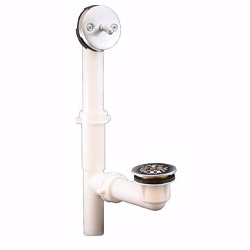 Picture of Brushed Stainless Two-Hole Trip Lever Bath Waste Kit, Tubular Full Kit, PVC