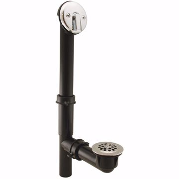 Picture of Chrome Plated Two-Hole Trip Lever Bath Waste Kit, Tubular Full Kit, Black Plastic