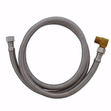 Picture of 3/8" Compression x 3/8" Compression x 48” Braided Stainless Steel Dishwasher Connector with 3/8” MIP 90° Elbow