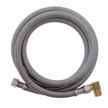 Picture of 3/8" Compression x 3/8" Compression x 60” Braided Stainless Steel Dishwasher Connector with 3/8” MIP 90° Elbow