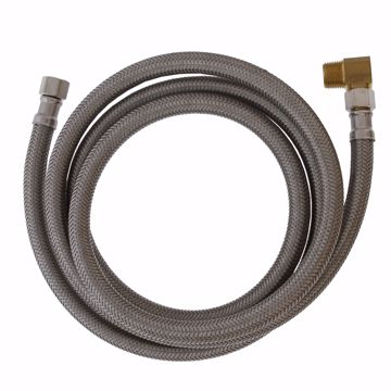 Picture of 3/8" Compression x 3/8" Compression x 72” Braided Stainless Steel Dishwasher Connector with 3/8” MIP 90° Elbow