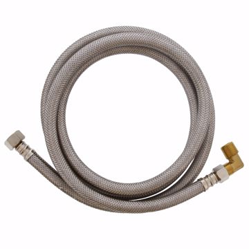 Picture of 1/2" Compression x 3/8" Compression x 72” Braided Stainless Steel Dishwasher Connector with 3/8” MIP 90° Elbow