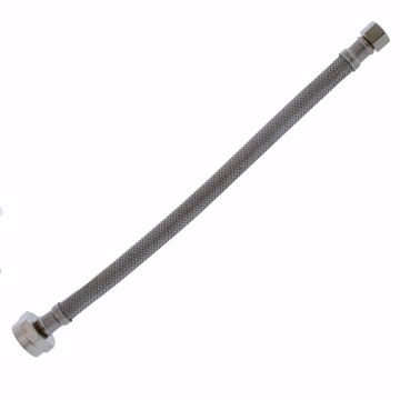 Picture of 3/8" Compression x 7/8" BC x 12” Braided Stainless Steel Toilet Connector with Brass Nut