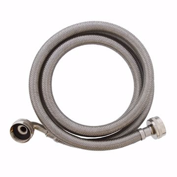 Picture of 3/4" FEM Hose x 3/4” FEM Hose 60" Braided Stainless Steel Washing Machine Connector with 90° Elbow