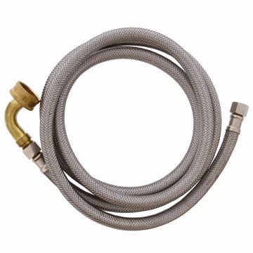 Picture of 3/8" Compression x 3/8" MIP x 72” Braided Stainless Steel Dishwasher Connector with 90° Garden Hose Elbow