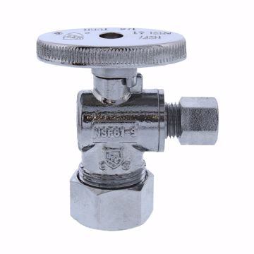 Picture of 5/8" OD Comp x 1/4" OD Comp Quarter-Turn Angle Supply Stop Valve, Chrome Plated