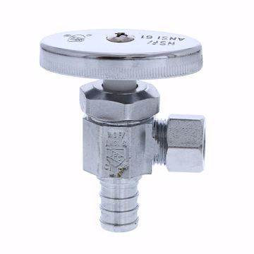 Picture of 1/2" PEX x 3/8" OD Comp Multi-Turn Angle Supply Stop Valve, Chrome Plated
