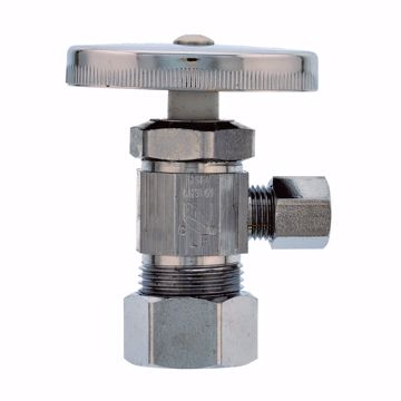 Picture of 5/8" OD Comp x 1/4" OD Comp Multi-Turn Angle Supply Stop Valve, Chrome Plated