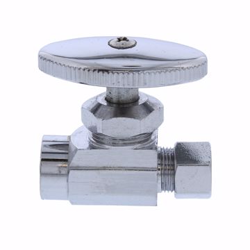Picture of 1/2" SWT x 3/8" OD Comp Multi-Turn Straight Supply Stop Valve, Chrome Plated