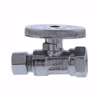 Picture of 3/8" FIP x 3/8" OD Comp Quarter-Turn Straight Supply Stop Valve, Chrome Plated