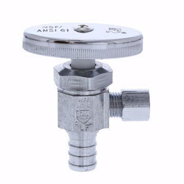 Picture of 1/2" PEX x 1/4" OD Comp Multi-Turn Angle Supply Stop Valve, Chrome Plated