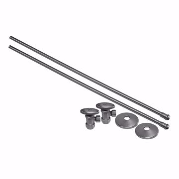 Picture of Brushed Nickel 3/8" x 20" Lavatory Supply and 3/8" x 5/8" Angle Stop Kit