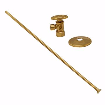 Picture of Polished Brass 3/8" x 20" Closet Supply and 3/8" x 5/8" Angle Stop Kit