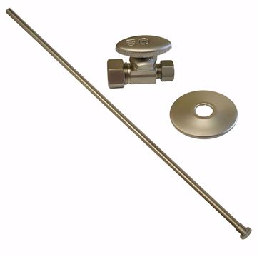 Picture of Brushed Nickel 3/8" x 20" Closet Supply and 3/8" x 5/8" Angle Stop Kit