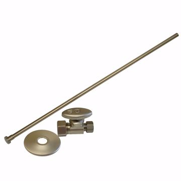 Picture of Brushed Nickel 3/8" x 20" Closet Supply and 1/2" x 3/8" Angle Stop Kit
