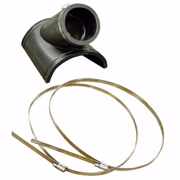 Picture of Flexible PVC Saddle Wye, 4" Plastic - 12" Clay Saddle x 4" Sch. 40 Cast Iron or SDR35 Inlet