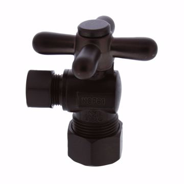 Picture of 5/8" OD Comp x 3/8" OD Comp Quarter-Turn Angle Supply Stop Valve with Cross Handle, Oil Rubbed Bronze